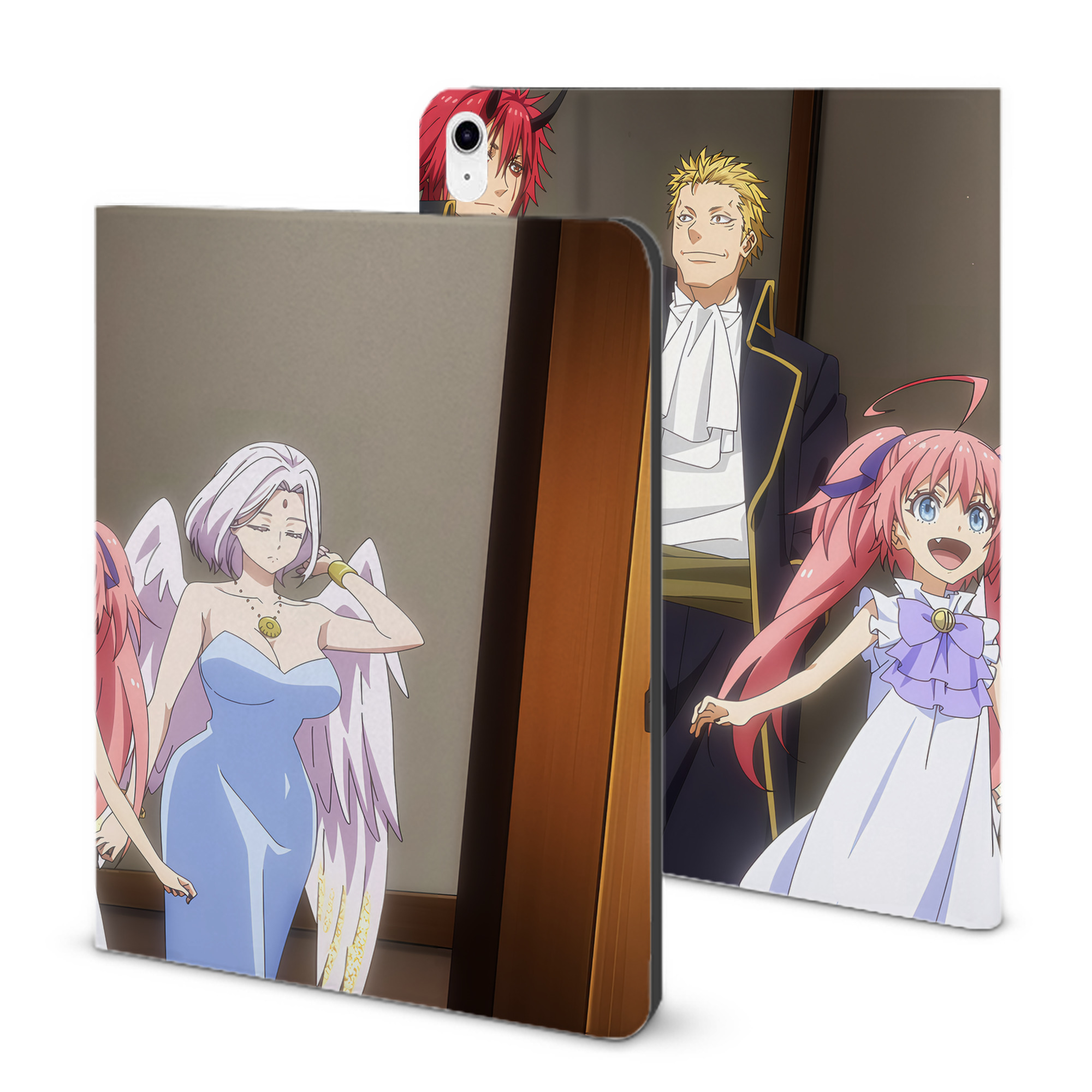 （画像用） 転スラ Regarding Reincarnated to Slime IPad ケース ブック型 PUレザー TPU 耐衝撃 軽量 薄型 ペン収納なし 全面保護 IPad 各モデル対応